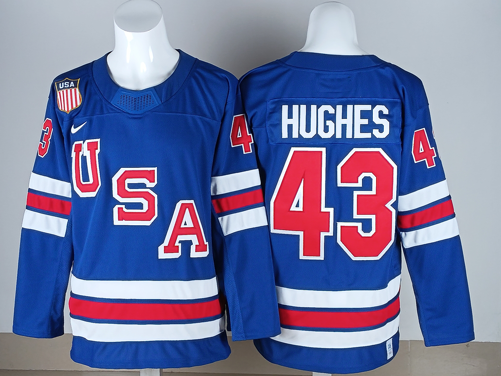 Quinn Hughes USA 2026 Olympic Home Jersey - Royal