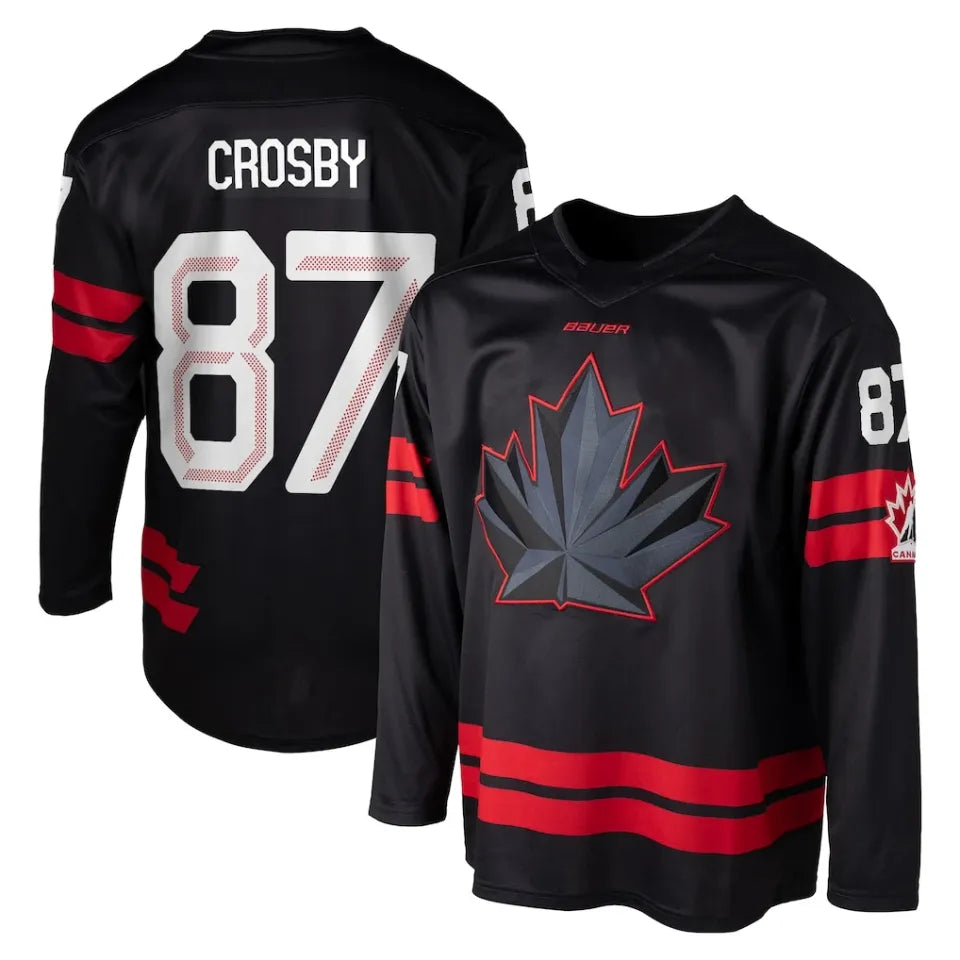 Custom Men's #87 Crosby Black 2026 Replica Hockey Jersey