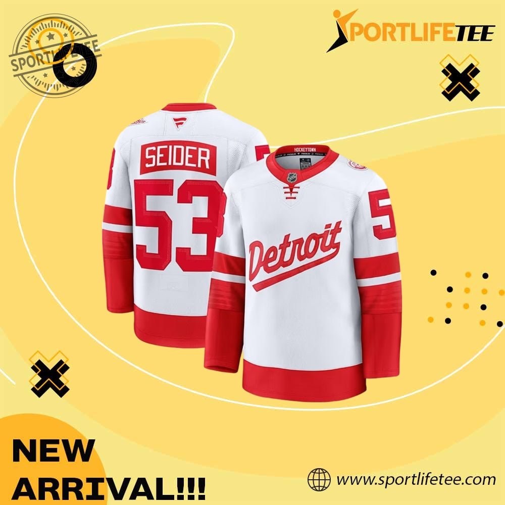 Moritz Seider Detroit Red Wings Mens White Stadium Series Hockey Jersey 3D Shirt