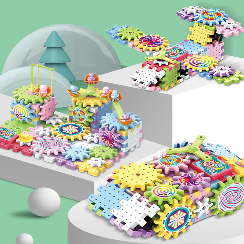 Hot 83-263 PCS Electric Gears 3D Puzzle Model Building Kits Plastic Brick Blocks Educational Toys For Kids Children Xmas Gifts