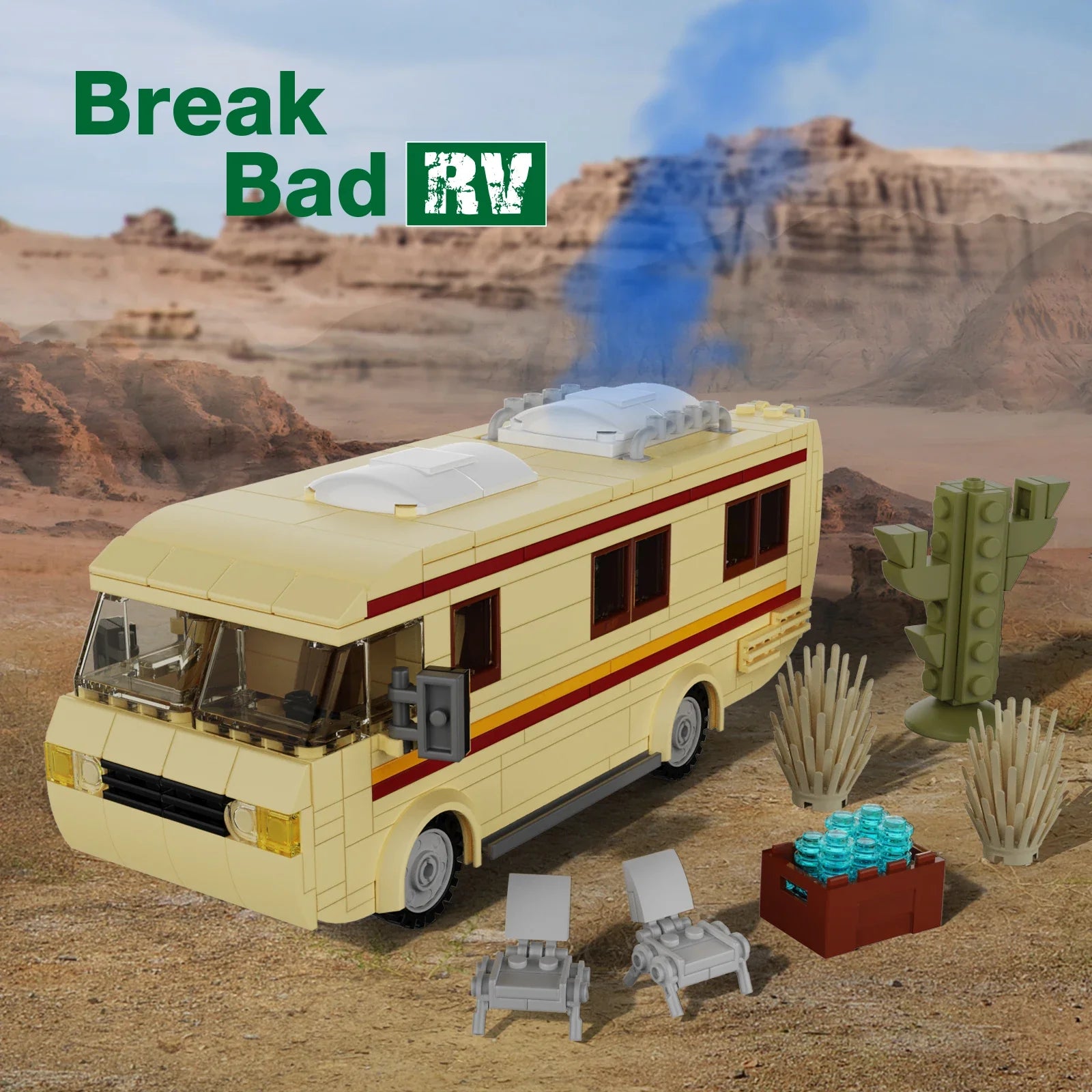 MOC Breaking Bad Cooking Lab RV Car Pinkman Edacational Building Blocks Set Walter White Vehicle Toy For Children Birthday Gift