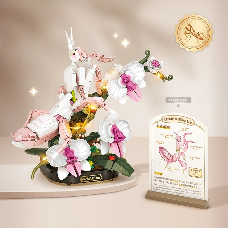 LOZ children's small particle building block toy set insect series yellow bee tiger butterfly model assembly girl toy gift