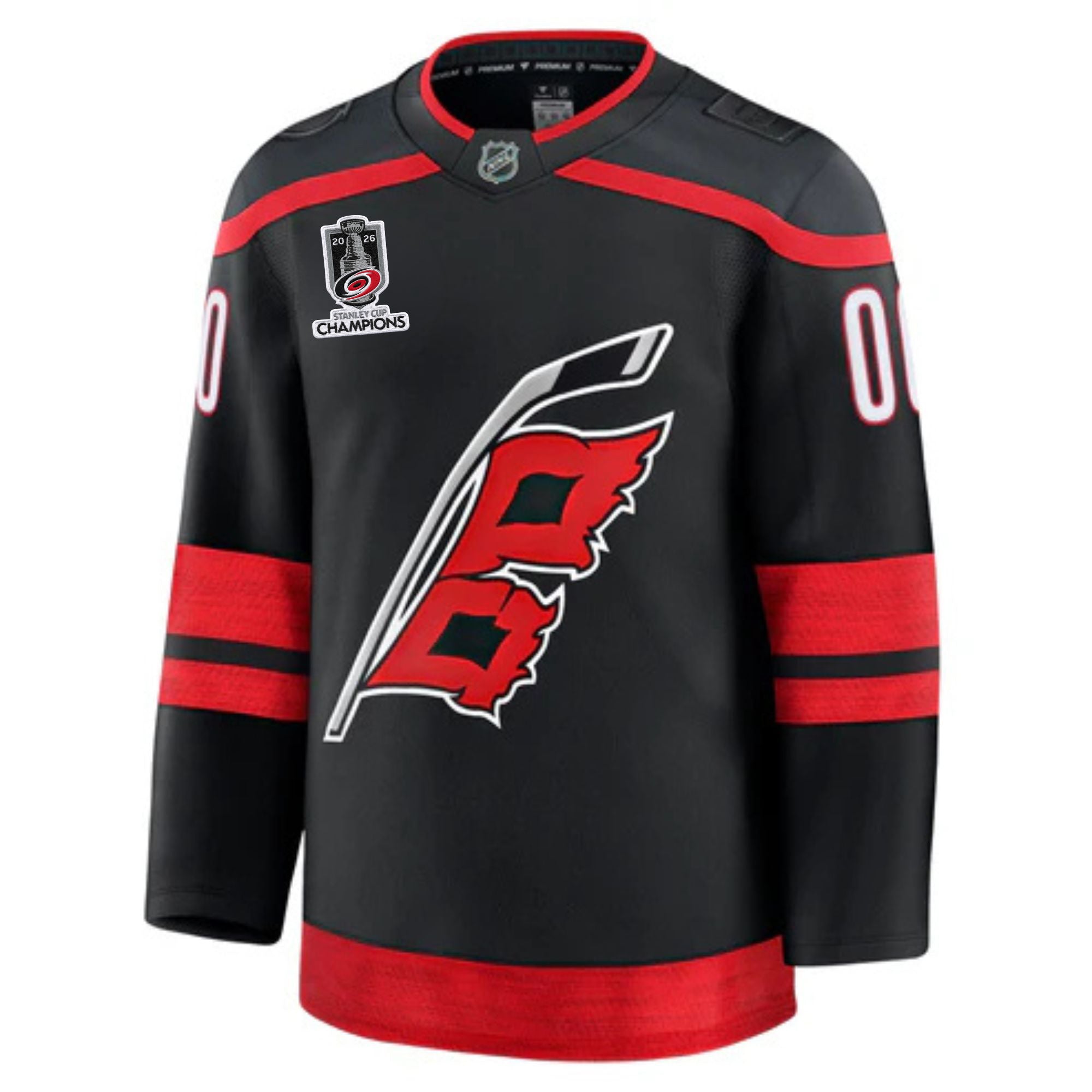 Customizable Carolina Hurricanes Fanatics Premium Official NHL Home Jersey With 2026 Stanley Cup Champions Patch