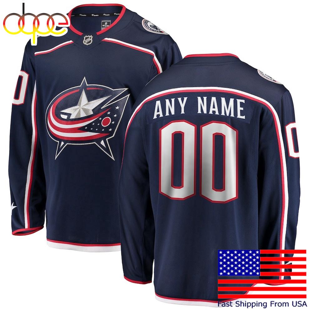 Columbus Blue Jackets Navy Home Breakaway Custom Hockey Jersey