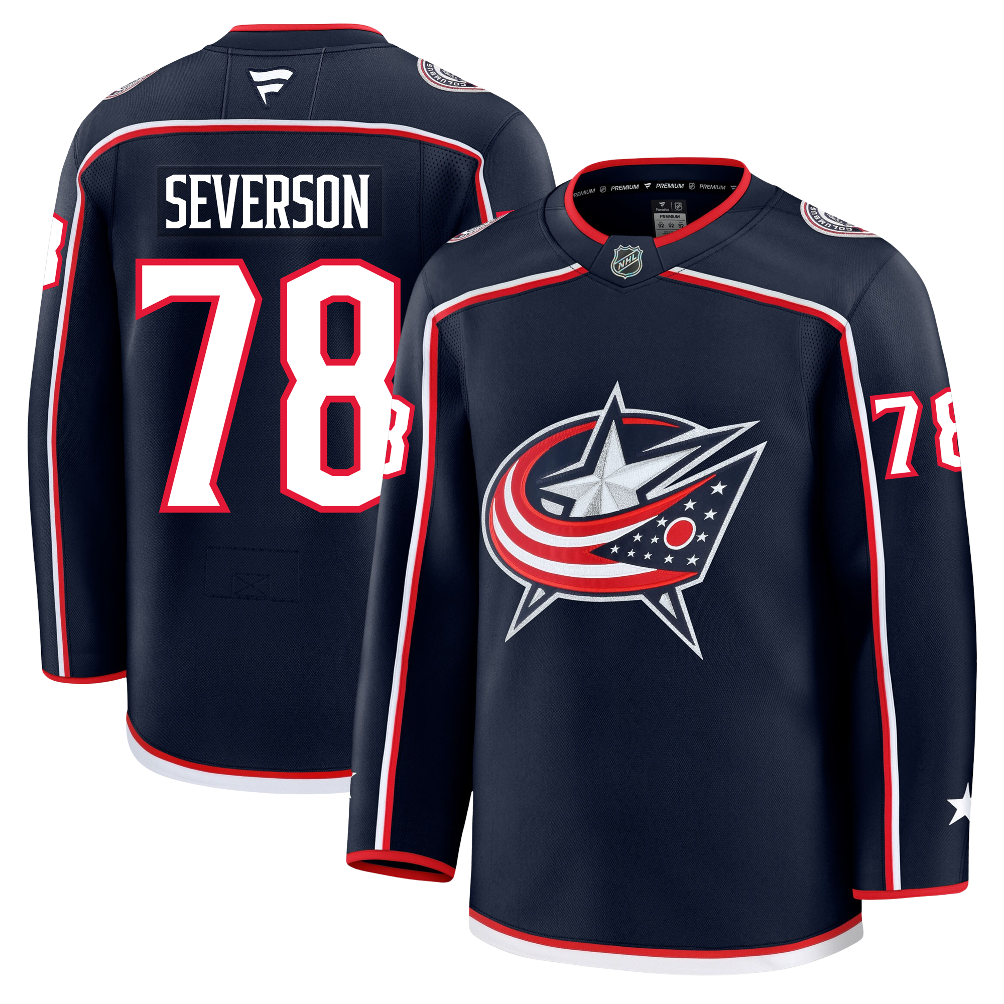 Damon Severson Columbus Blue Jackets Fanatics Premium Home Jersey