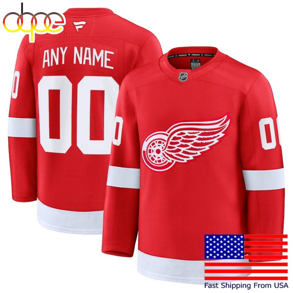 Detroit Red Wings Red Home Premium Custom Hokey Jersey