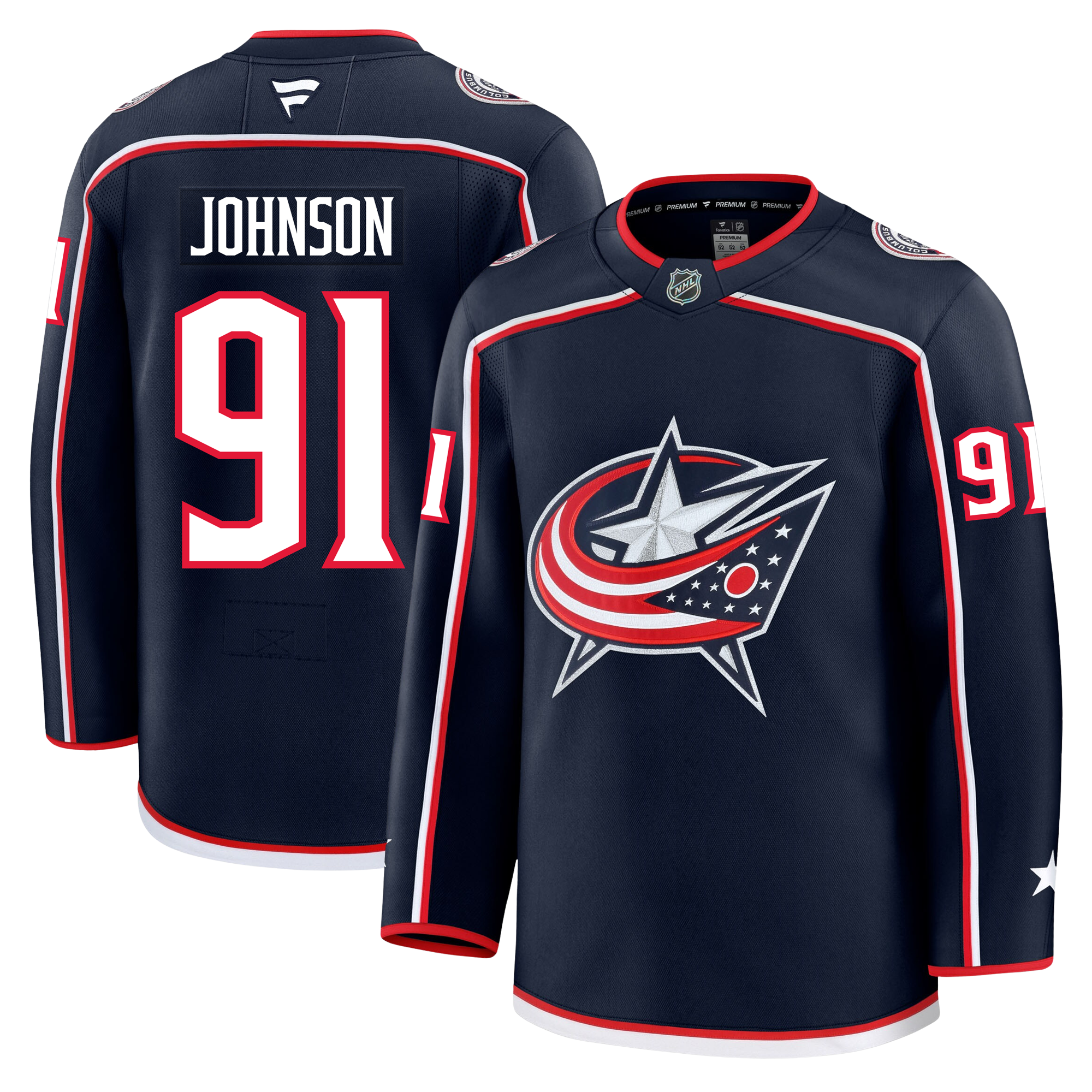 Kent Johnson Columbus Blue Jackets Fanatics Premium Home Jersey