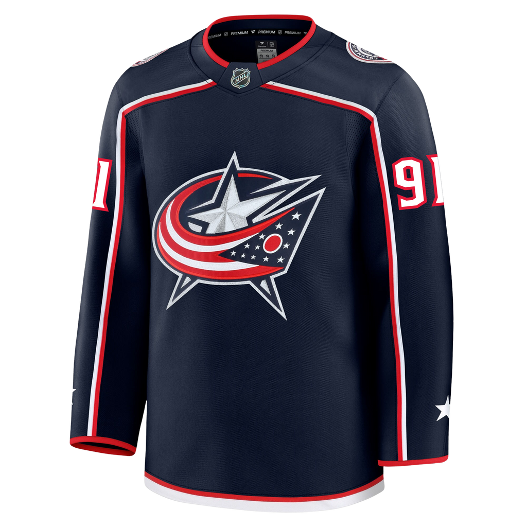 Kent Johnson Columbus Blue Jackets Fanatics Premium Home Jersey