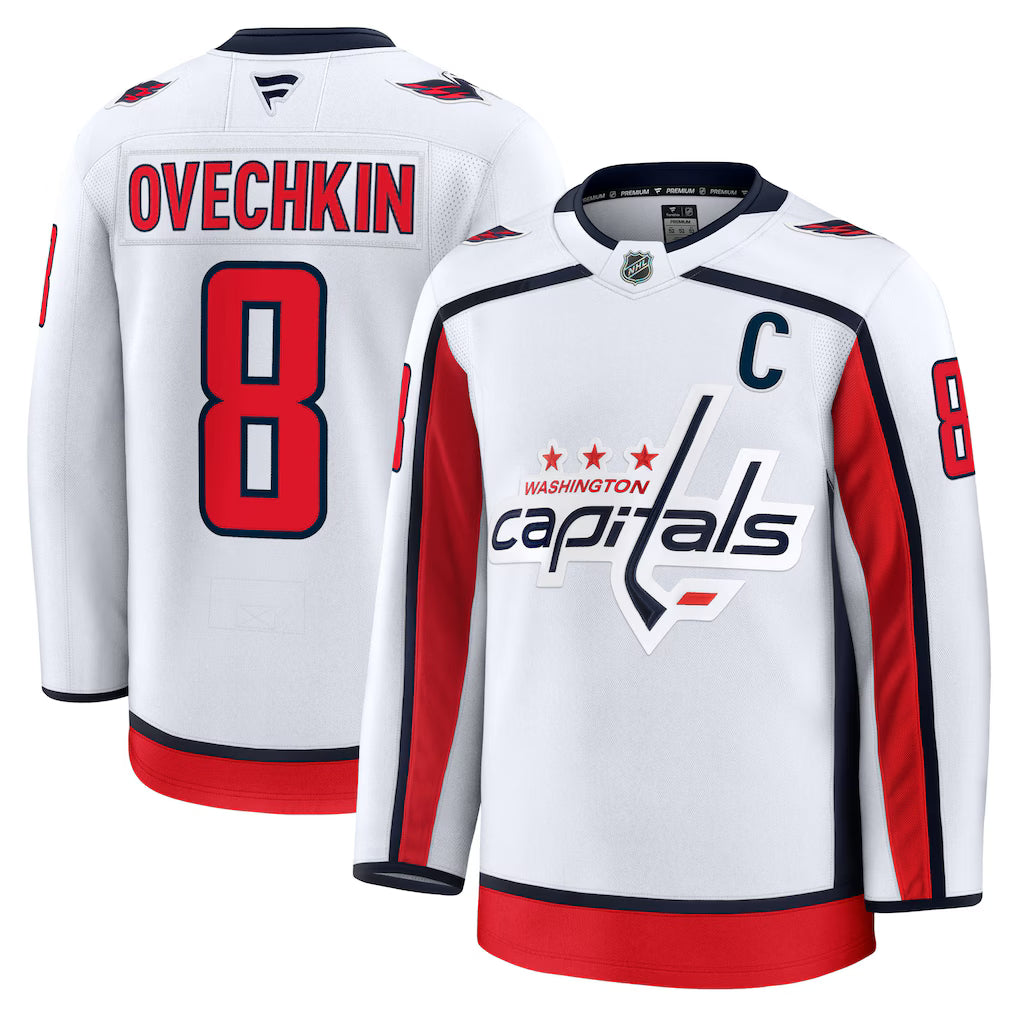 Washington Capitals NHL Alexander Ovechkin Fanatics Away Premium Jersey – White (USA Stock)