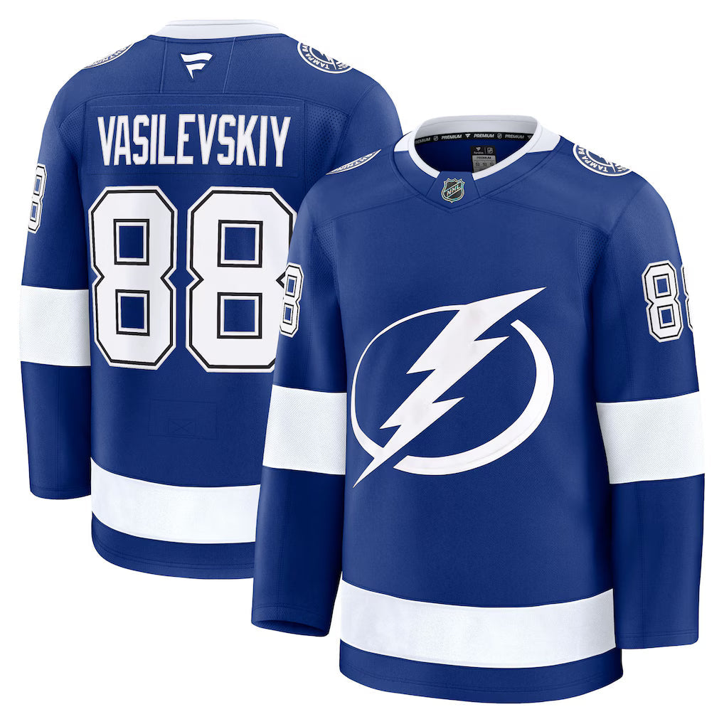 Tampa Bay Lightning NHL Andrei Vasilevskiy Fanatics Home Premium Jersey – Blue (USA Stock)