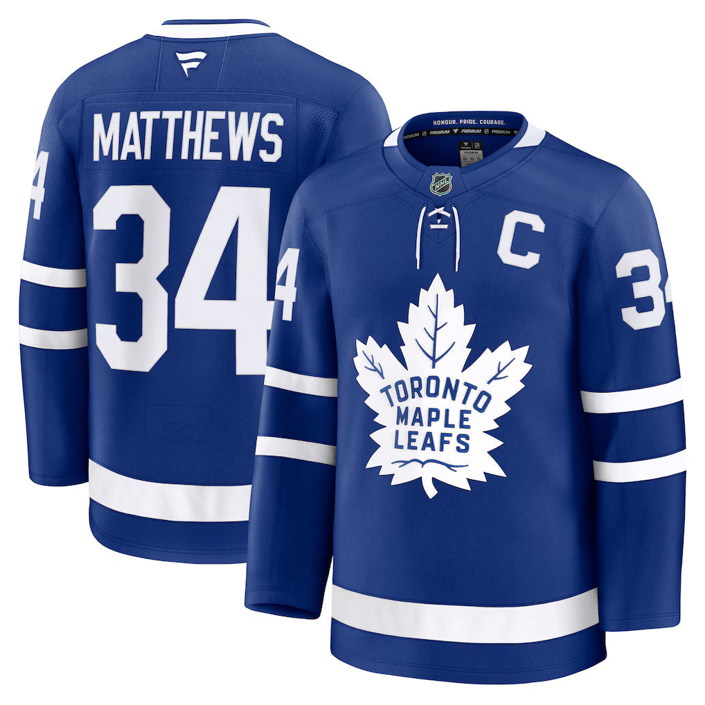 Toronto Maple Leafs NHL Auston Matthews Fanatics Captain Patch Home Premium Jersey – Blue (USA Stock)