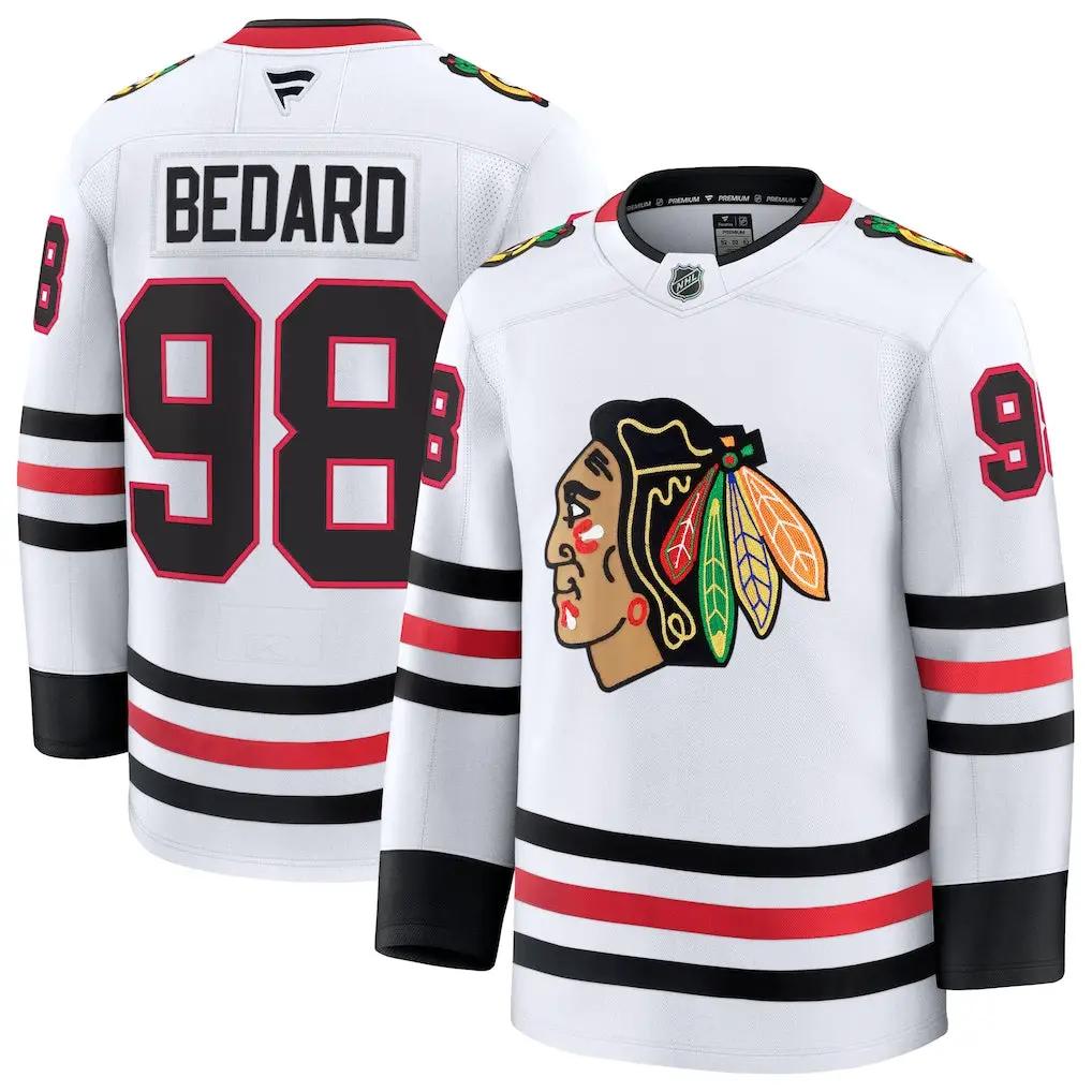 Chicago Blackhawks NHL Connor Bedard Fanatics Away Premium Jersey – White (USA Stock)