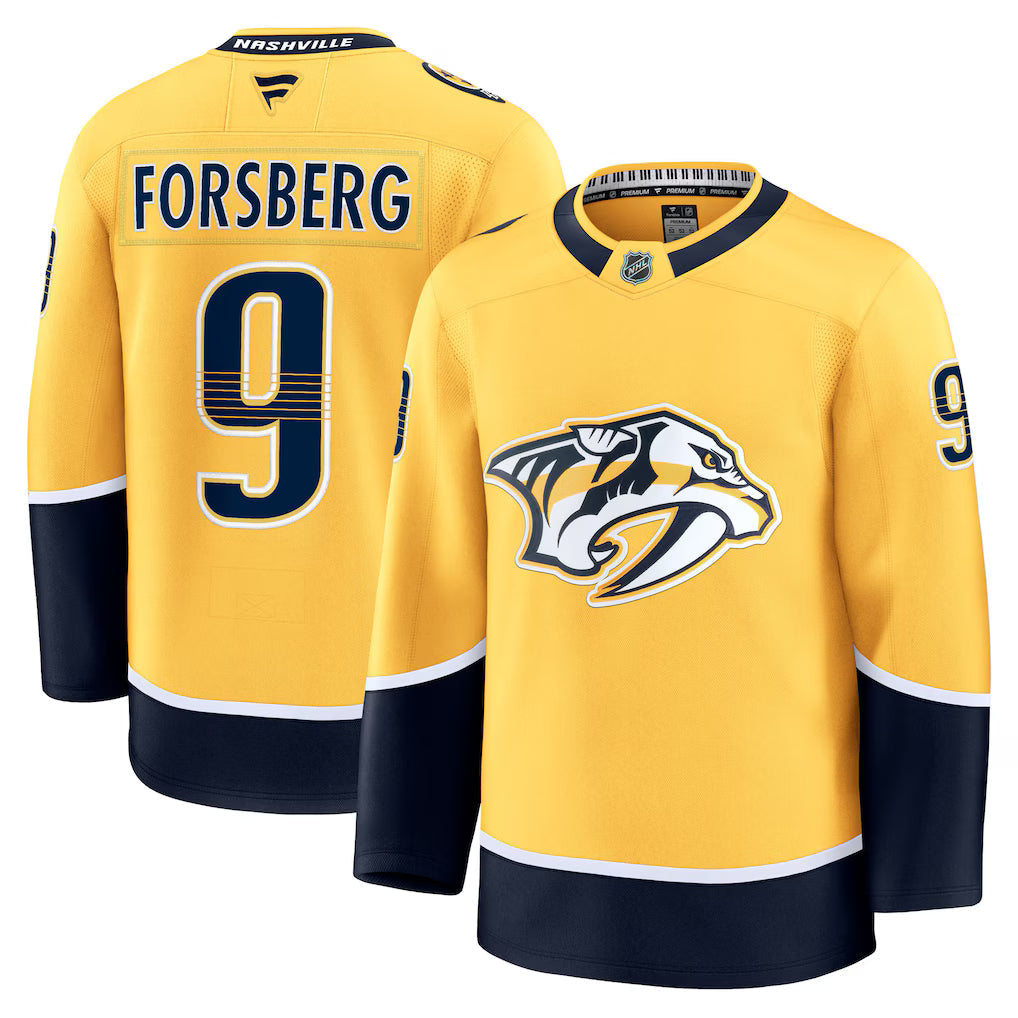 Nashville Predators NHL Filip Forsberg Fanatics Home Premium Jersey - Gold (USA Stock)