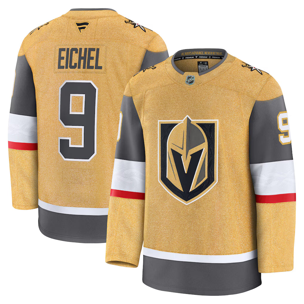 Vegas Golden Knights NHL Jack Eichel Fanatics Home Premium Jersey – Gold (USA Stock)