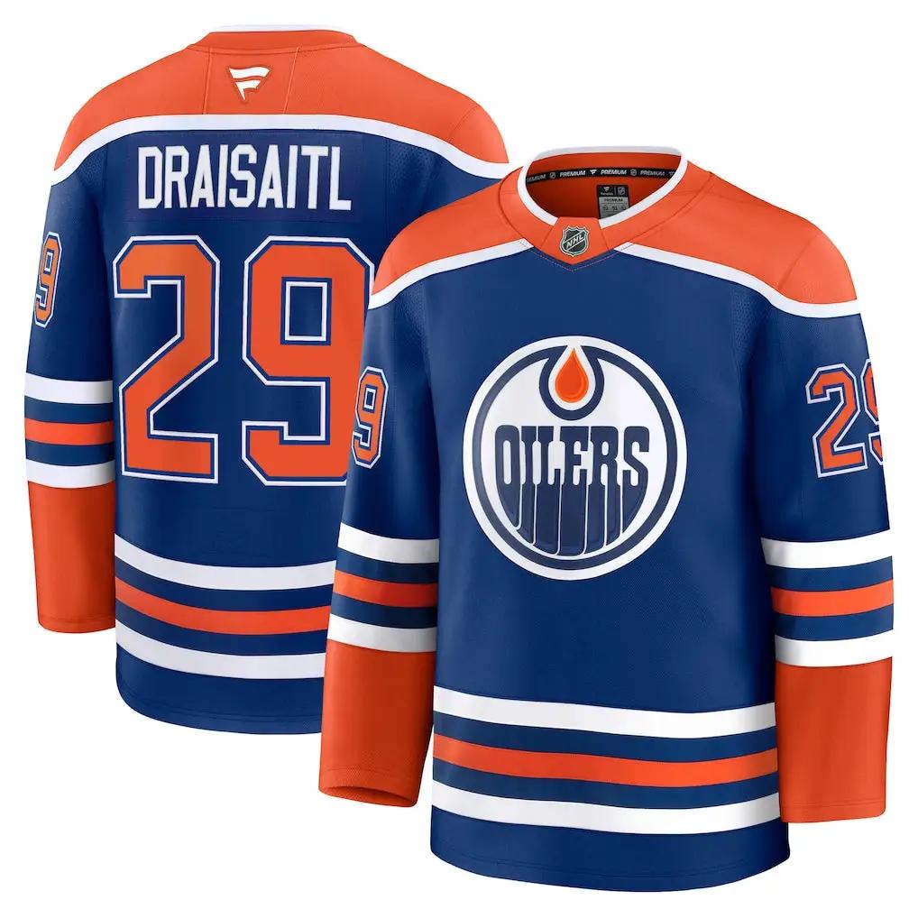 Edmonton Oilers NHL Leon Draisaitl Fanatics Home Premium Jersey – Royal (USA Stock)