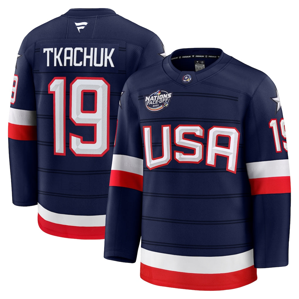Matthew Tkachuk USA 2025 4 Nations Face-Off Premium Jersey - Navy