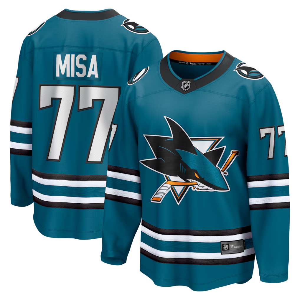Michael Misa San Jose Sharks  Breakaway Jersey - Teal