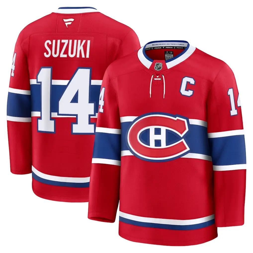 Montreal Canadiens NHL Nick Suzuki Fanatics Home Premium Jersey – Red (USA Stock)