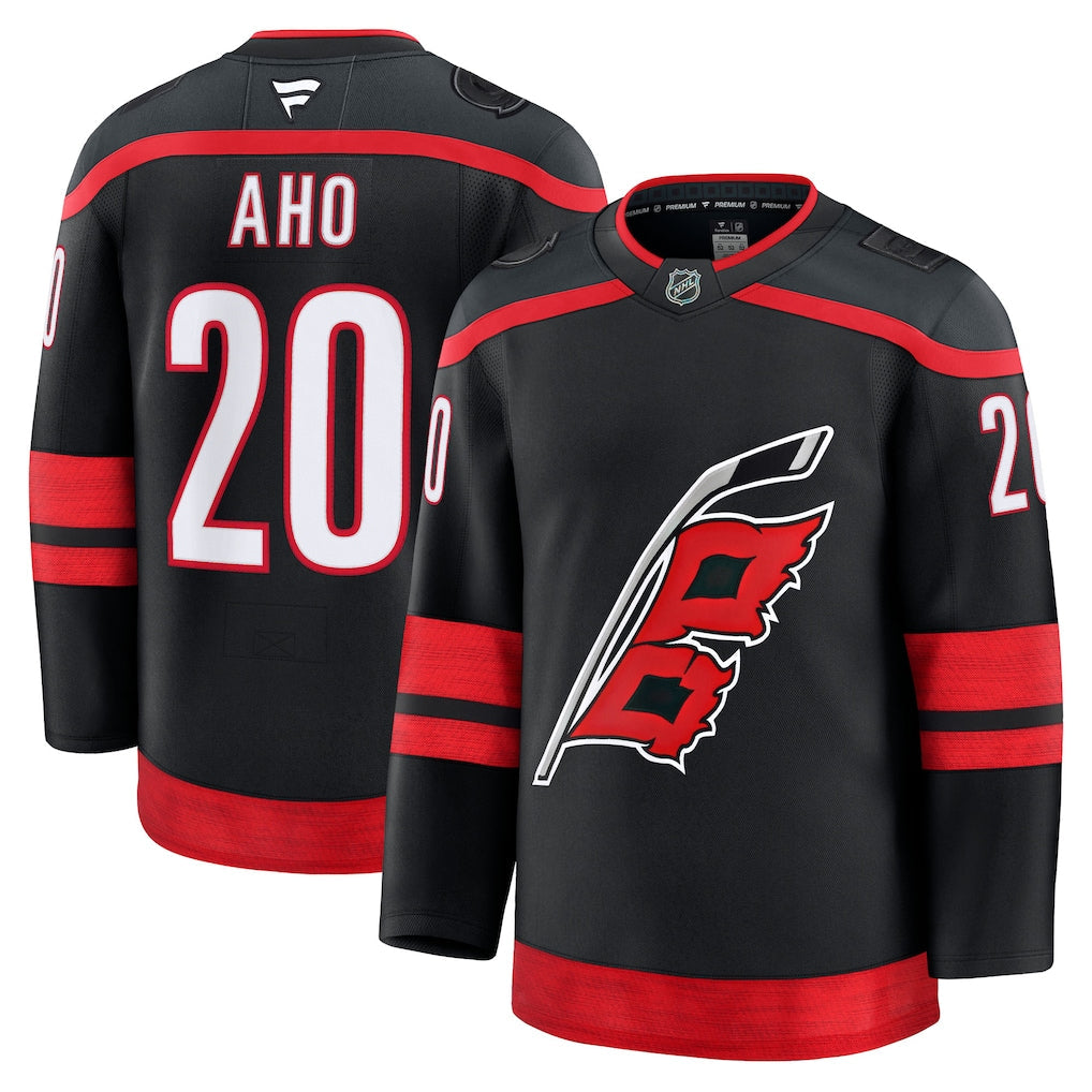 Carolina Hurricanes NHL Sebastian Aho Fanatics Home Premium Jersey – Black (USA Stock)