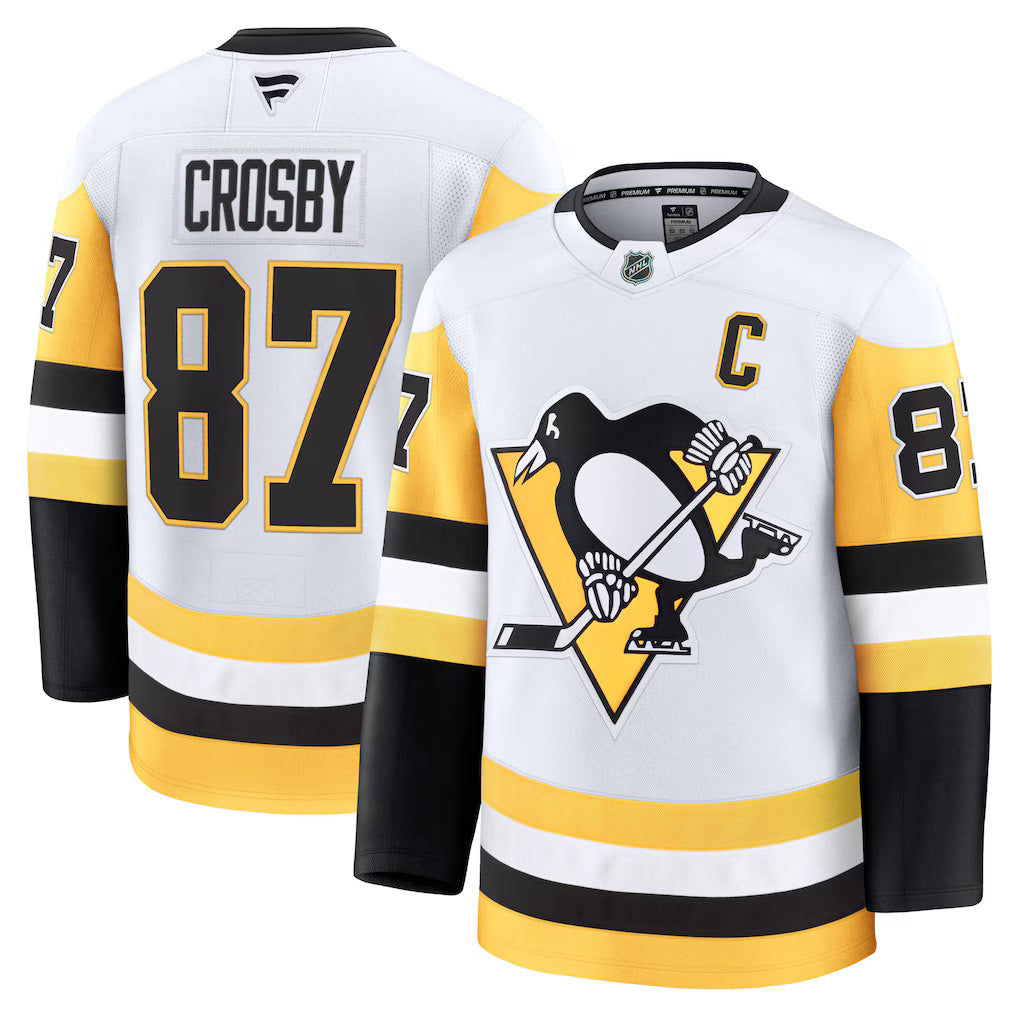 Pittsburgh Penguins NHL Sidney Crosby Fanatics Away Premium Jersey – White (USA Stock)