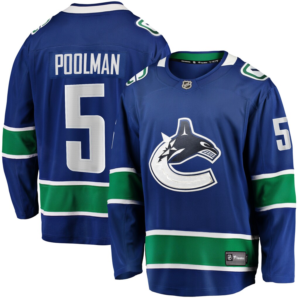 Tucker Poolman Vancouver Canucks Home Premier Breakaway Player Jersey - Blue
