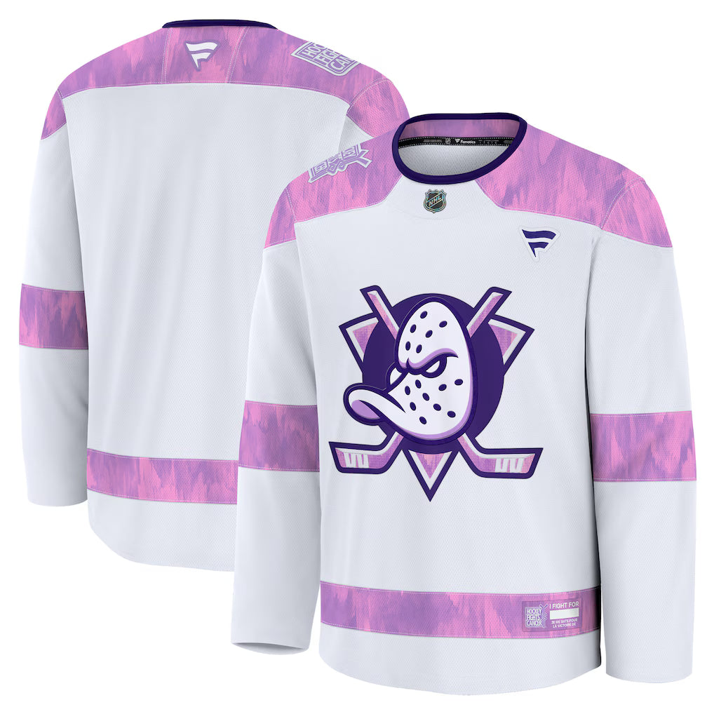 Anaheim Ducks 2026 Hockey Fights Cancer Practice Jersey - White