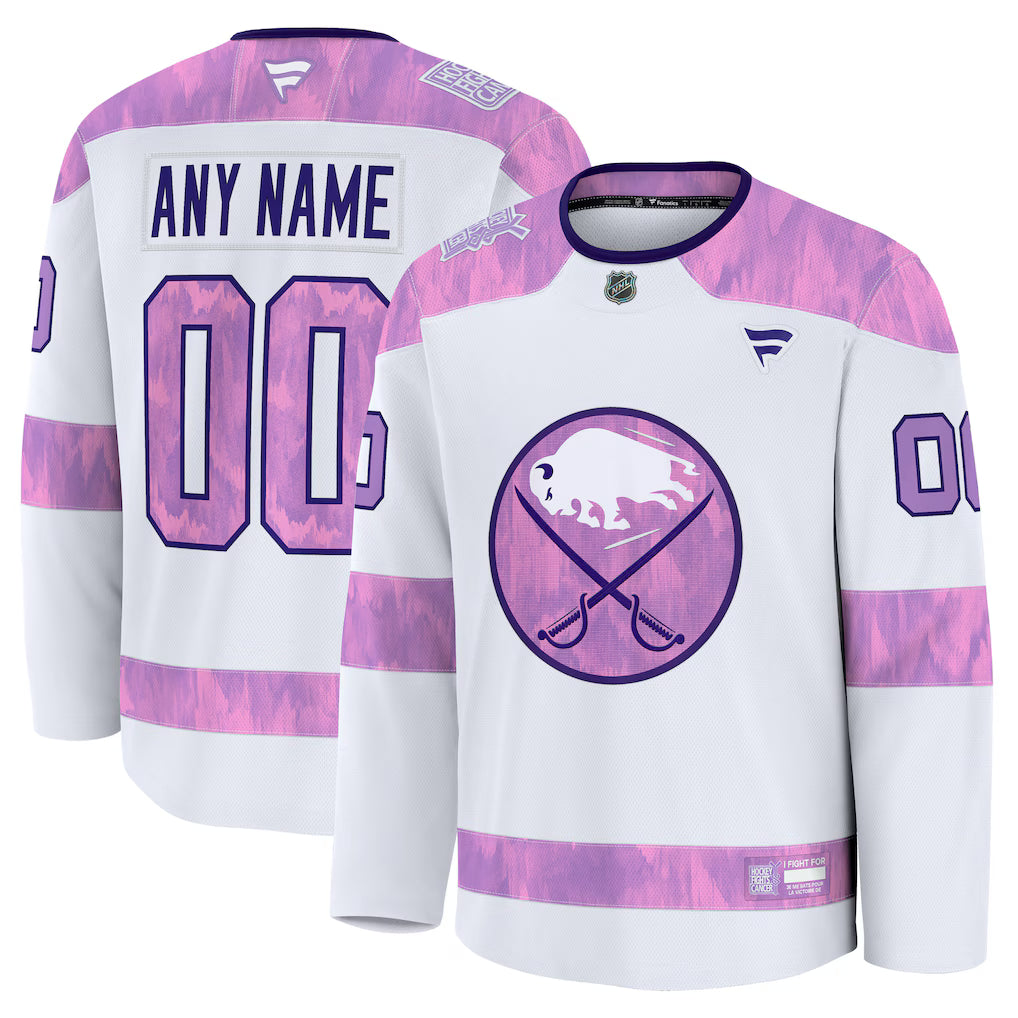 Buffalo Sabres Fanatics 2026 Hockey Fights Cancer Custom Practice Jersey - White