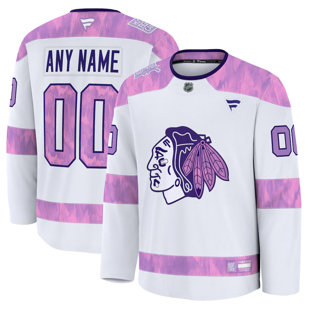 Chicago Blackhawks 2026 Hockey Fights Cancer Custom Practice Jersey - White