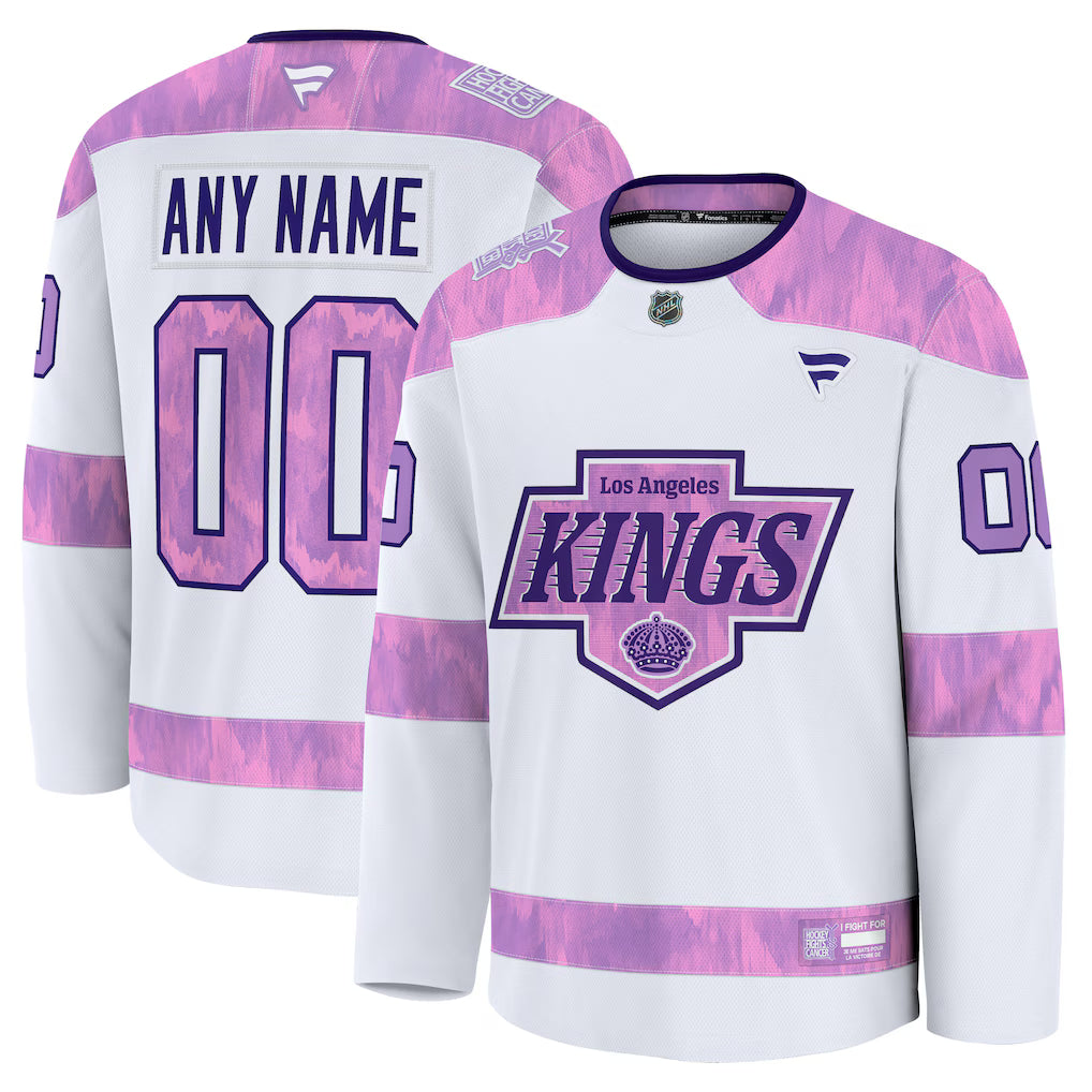 Los Angeles Kings 2026 Hockey Fights Cancer Custom Practice Jersey - White