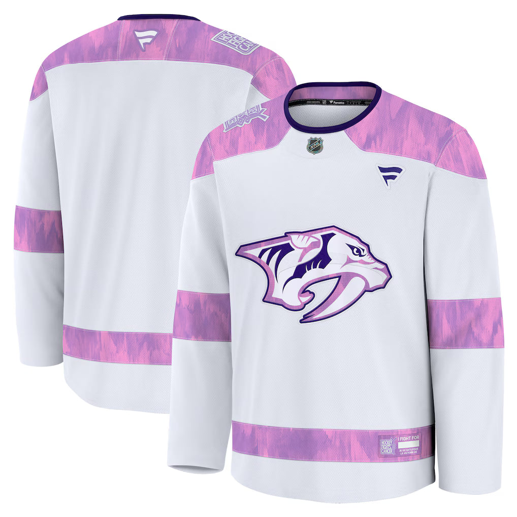 Nashville Predators 2026 Hockey Fights Cancer Practice Jersey - White