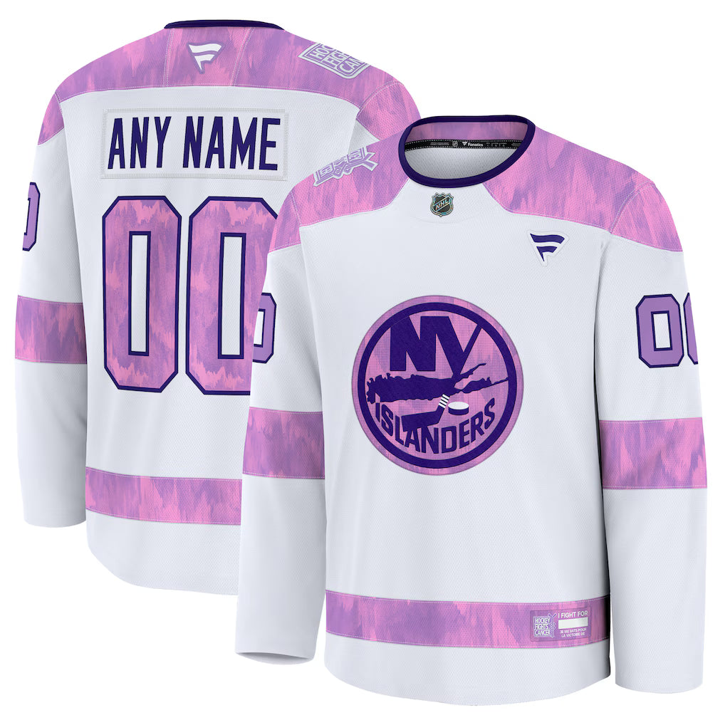 New York Islanders 2026 Hockey Fights Cancer Custom Practice Jersey - White