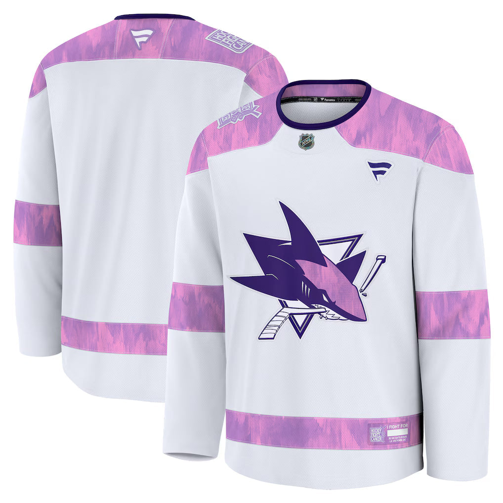 San Jose Sharks 2026 Hockey Fights Cancer Practice Jersey - White