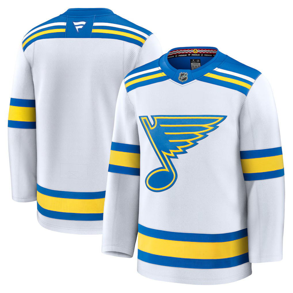 St. Louis Blues NHL Fanatics Away Premium Jersey – White (USA Stock)