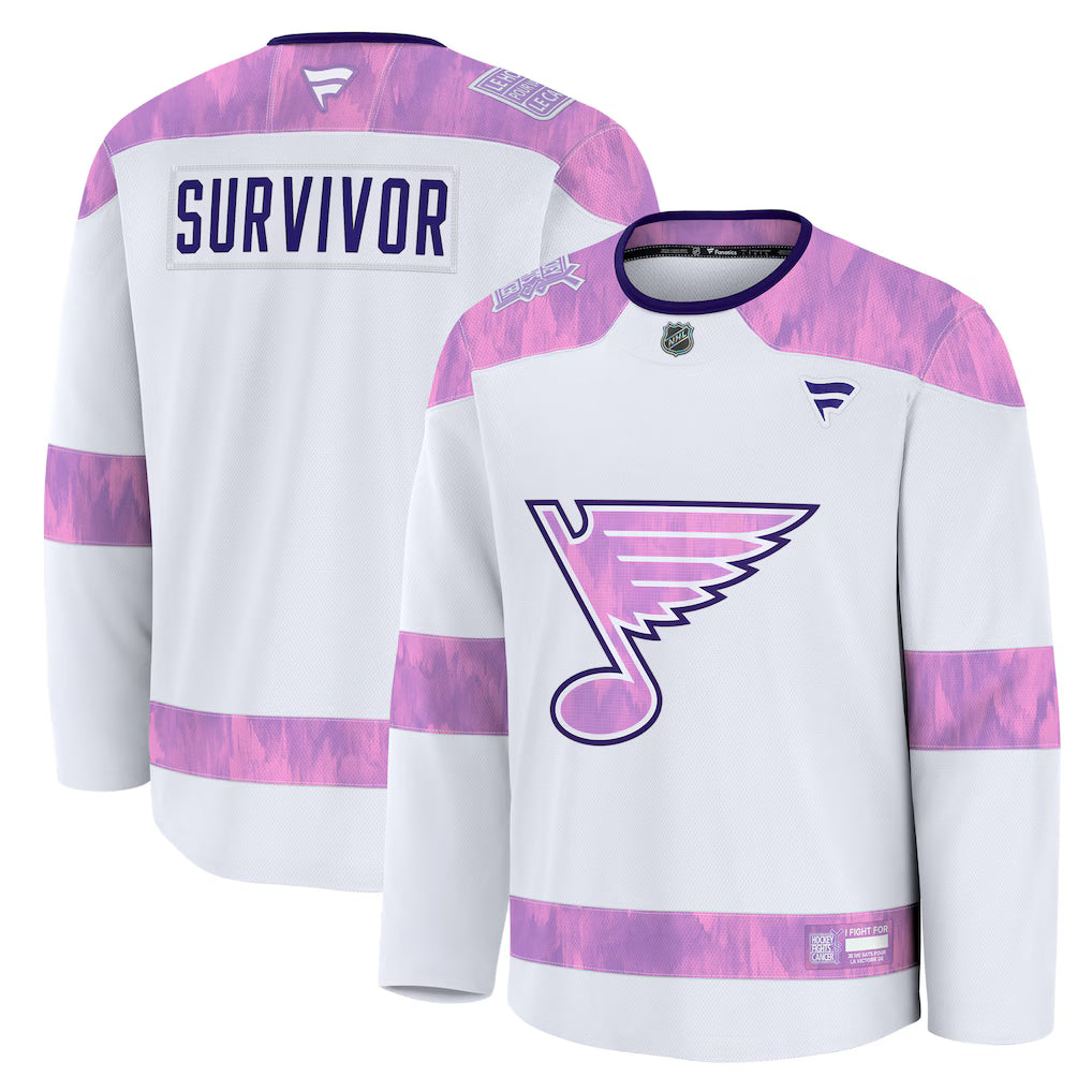 St. Louis Blues Hockey Fights Cancer Practice Jersey - White