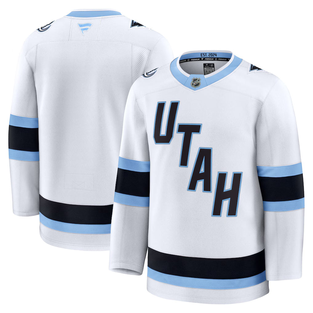 Utah Mammoth NHL Fanatics Away Premium Jersey – White (USA Stock)