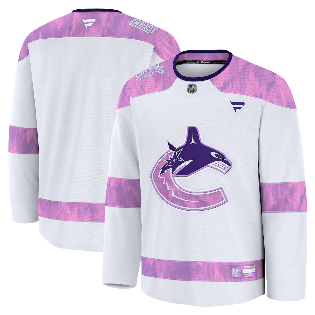 Vancouver Canucks Hockey Fights Cancer Practice Jersey - White