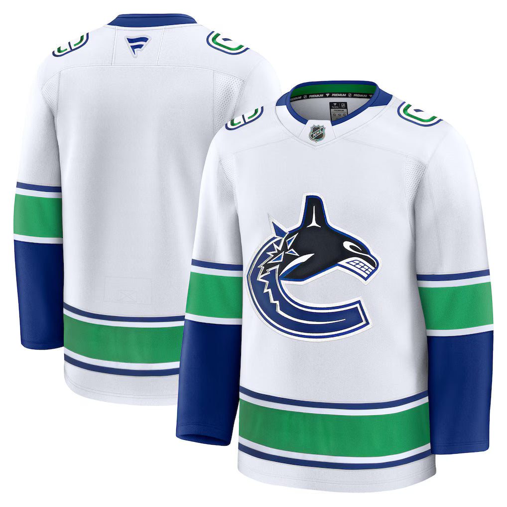 Vancouver Canucks NHL Fanatics Away Premium Jersey – White (USA Stock)