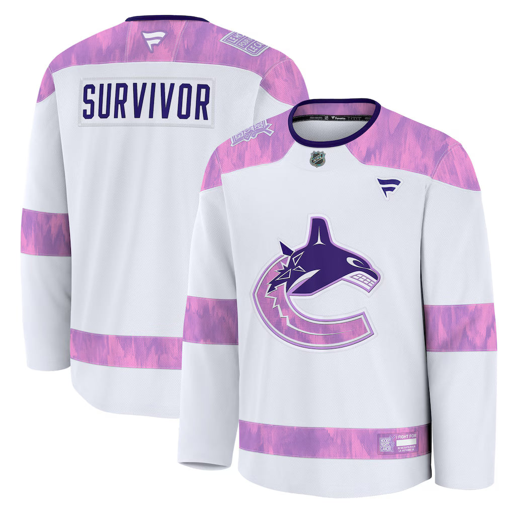 Vancouver Canucks Hockey Fights Cancer Practice Jersey - White
