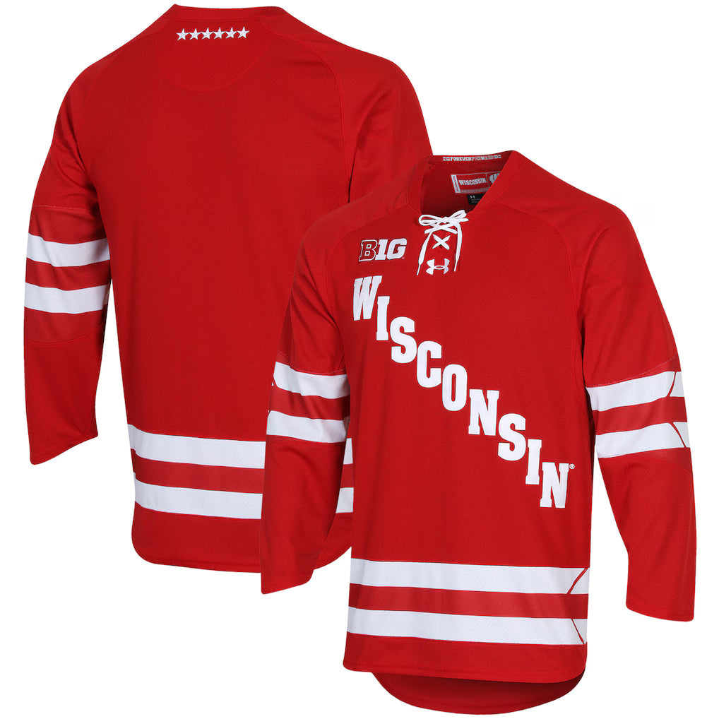 Wisconsin Badgers Under Armour UA Hockey Jersey - Red