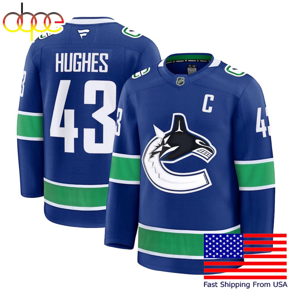 NHL Vancouver Canucks Quinn Hughes Blue Limited Hockey Jersey, Vancouver Canucks Jersey