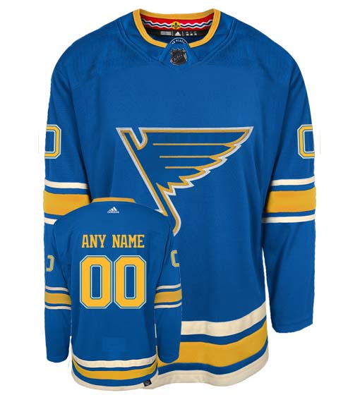 Customizable St Louis Blues Adidas Primegreen Authentic NHL Hockey Jersey