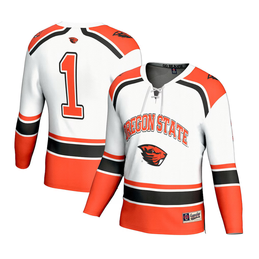 #1 Oregon State Beavers GameDay Greats Lightweight Hockey Fashion Jersey - White