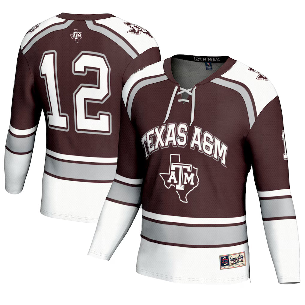 #12 Texas A&M Aggies GameDay Greats Hockey Fashion Jersey – Maroon